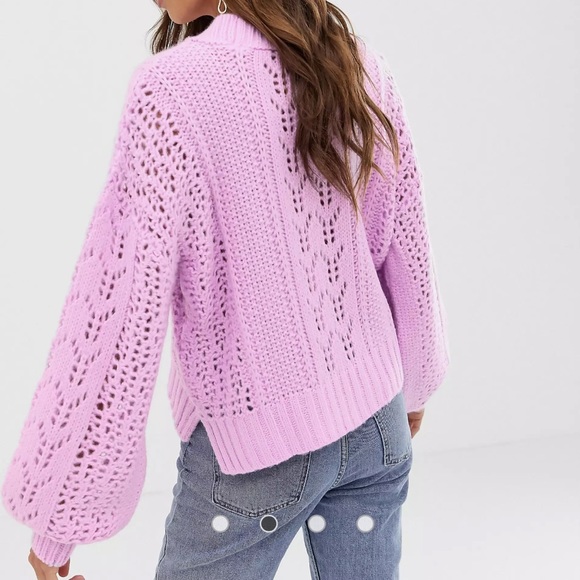 ASOS Lilac/Pink Sweater Open Stitch Bell Sleeve - Picture 3 of 6